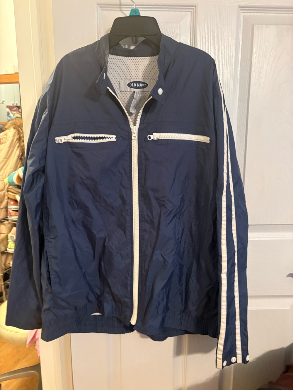 Old Navy Navy Windbreaker Jacket with White Trim